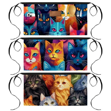 Cat Server Aprons with 3 Pockets 3 Packs Waist Apron for Women Men Waitress Short Apron Work Half Apron with Long Waist Strap
Cat Server Aprons with 3 Pockets 3 Packs Waist Apron for Women Men Waitress Short Apron Work Half Apron with Long Waist Strap