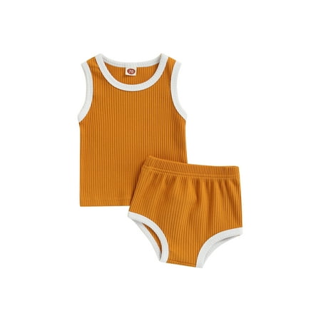 Canrulo Newborn Baby Boys 2PCS Summer Outfits Sleeveless Contrast Color Ribbed Tank Tops+Shorts Clothes Brown 3-6 Months
Canrulo Newborn Baby Boys 2PCS Summer Outfits Sleeveless Contrast Color Ribbed Tank Tops+Shorts Clothes Brown 3-6 Months