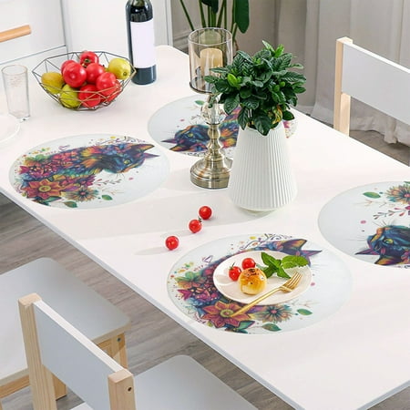 Round Grid Placemat One Sizex4 Round Placemat PVC Plate Mat,15.4 Inch Non-Slip and Heat Resistant Table Placemat Dining Room Placemat Cool Color Cat
Round Grid Placemat One Sizex4 Round Placemat PVC Plate Mat,15.4 Inch Non-Slip and Heat Resistant Table Placemat Dining Room Placemat Cool Color Cat