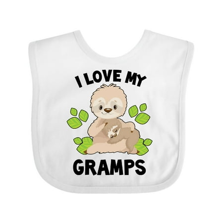 Inktastic Cute Sloth I Love My Gramps with Green Leaves Gift Baby Boy or Baby Girl Bib