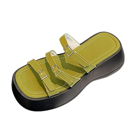 Women Platform Slide Sandals Outdoor Street Nonslip Casual Platform Slippers 37