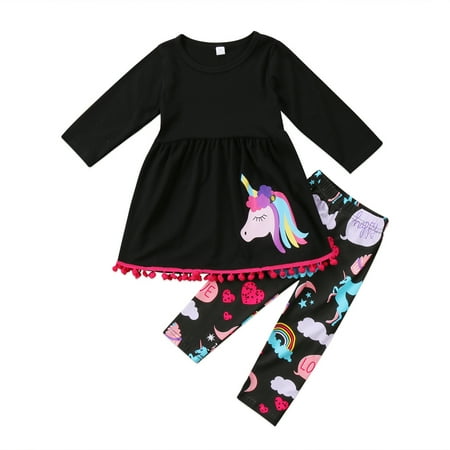 FOCUSNORM Boutique Baby Girl Flower Top Dress Pants Legging Outfit Clothes