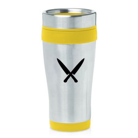 Yellow 16oz Insulated Stainless Steel Travel Mug Z825 Chef Knives