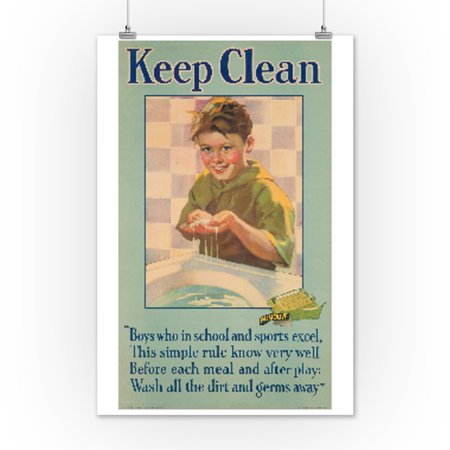 Palmolive - Keep Clean (boy) Vintage Poster USA c. 1928 (12x18 Art Print, Wall Decor Travel Poster)