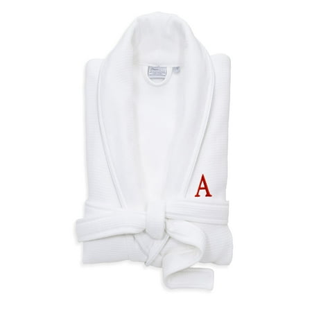 

Linum Home Textiles Hotel Turkish Cotton Waffle Terry Bathrobe with Satin Piped Trim - Personalized - White