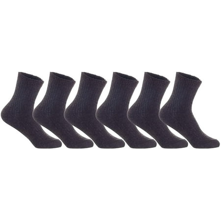 Lian LifeStyle Men s 6 Pairs Knitted Wool Blend Crew Socks LK08 Size Size 6-9 Coffee