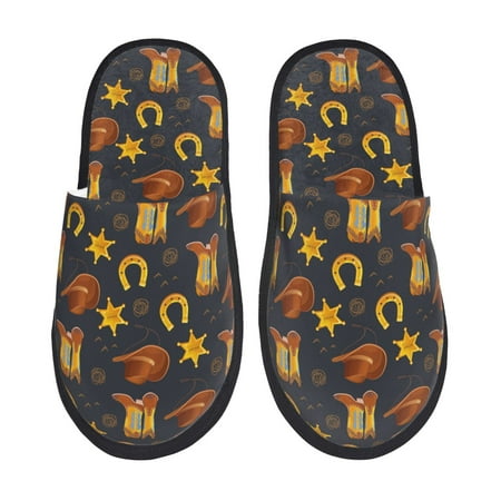 Qekee Wild West Golden Horseshoe Print Furry Slippers for Women and Men House Slipper Funny Bedroom Slippers Indoor -Medium
Qekee Wild West Golden Horseshoe Print Furry Slippers for Women and Men House Slipper Funny Bedroom Slippers Indoor -Medium