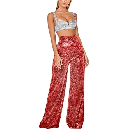 

plus Size Women Pants Women S Bright Silk High Waist Draped Zipper Wide Leg Flare Pants plus Size Clothes for Women 3x Tie Pants for Women Womens Pajama Pants Short Length