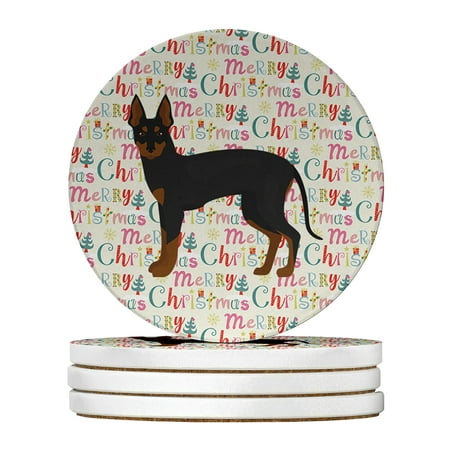 English Toy Terrier #2 Merry Christmas Large Sandstone Coasters Pack of 4 4 in x 4 in
English Toy Terrier #2 Merry Christmas Large Sandstone Coasters Pack of 4 4 in x 4 in