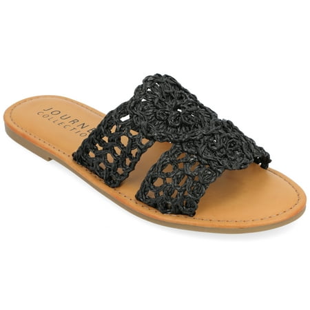 Journee Collection Womens Lissia Tru Comfort Foam Slip On Slide Flat Sandals