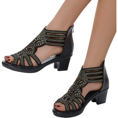 Womens Sandals Heels Low Women s Hollowed Out Wedge Sandals Open Toe Casual Zipper Sandals Beach Summer Rhinestone Sandals
Womens Sandals Heels Low Women s Hollowed Out Wedge Sandals Open Toe Casual Zipper Sandals Beach Summer Rhinestone Sandals
