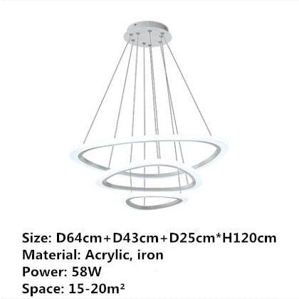 Postmodern LED Pendant Lamp Rings Acrylic Lighting Hanging Fixtures