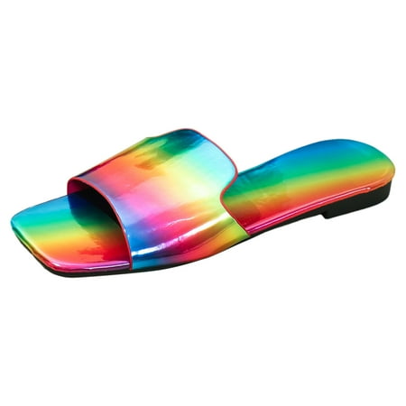 Chailin Womens Summer Casual Shiny Leather Rainbow Colour Large Size Flat Sandal Slippers
Chailin Womens Summer Casual Shiny Leather Rainbow Colour Large Size Flat Sandal Slippers