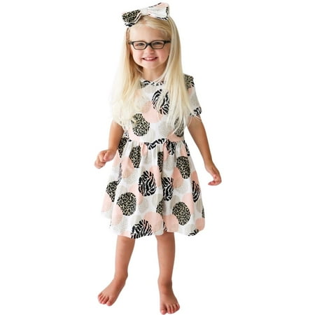 Girls Organic Cotton Harper Dress - Abstract Animal Size 18-24 Months