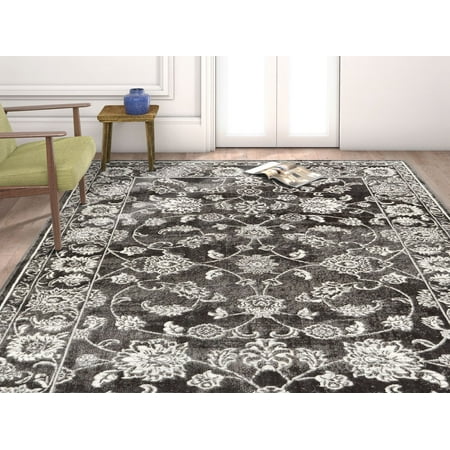 Well Woven Primavera Passion 5'3" x 7'3" Modern Vintage Floral Grey Area Rug