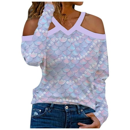 The Shoulder Tops For Women Sexy 3D Digital Printing Long Sleeve T-Shirt Spring Thin V Neck Pullover Tunics
The Shoulder Tops For Women Sexy 3D Digital Printing Long Sleeve T-Shirt Spring Thin V Neck Pullover Tunics