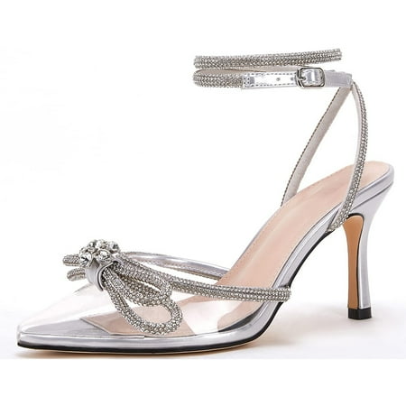 rrhss Women s Double Bow Pointed Toe Ankle Strap Crystal Pumps Wedding Bridal Party Stilettos Backless Satin Heeled Sandals
rrhss Women s Double Bow Pointed Toe Ankle Strap Crystal Pumps Wedding Bridal Party Stilettos Backless Satin Heeled Sandals