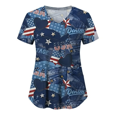 Baocc scrub tops Womens Casual Independence Day Print Short Sleeve Pocket Loose Top V Neck Pocket Top T Shirt nursing tops V-Neck Print
Baocc scrub tops Womens Casual Independence Day Print Short Sleeve Pocket Loose Top V Neck Pocket Top T Shirt nursing tops V-Neck Print