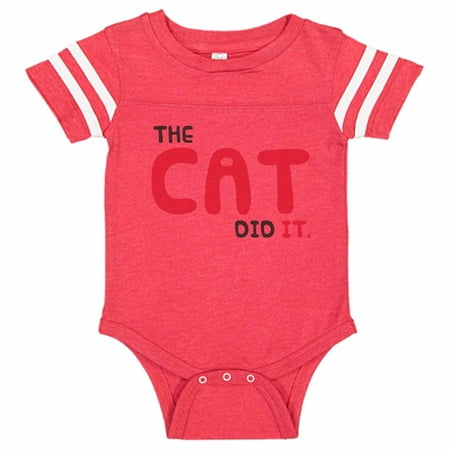Adorable & Funny Cat Baseball Bodysuit Raglan "The Cat Did It.” Newborn Silly Cat Shirt Gift - Baby Tee, 12-18 months, Red & White Short Sleeve
