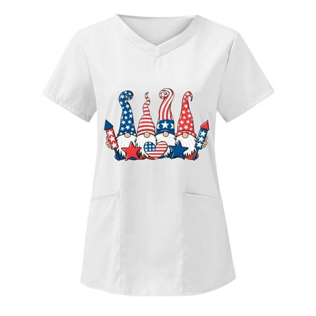 Women Summer Independence Day Printed Care V-Neck Scrubs Top Uniform Nurses Clothing Workwear Female Dailywear
Women Summer Independence Day Printed Care V-Neck Scrubs Top Uniform Nurses Clothing Workwear Female Dailywear