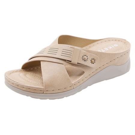 Womens Sandals Slippers for Women Ladies Fashion Bohemian Wedges Sandals Causal Shoes Beach Sandals Women S Sandals Pu Beige 42
Womens Sandals Slippers for Women Ladies Fashion Bohemian Wedges Sandals Causal Shoes Beach Sandals Women S Sandals Pu Beige 42