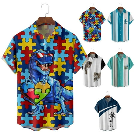 Men s and Big Men s Collared Button Down Tee Shirts with Breast Pocket Slim-Fit Blouses Up to 8XL