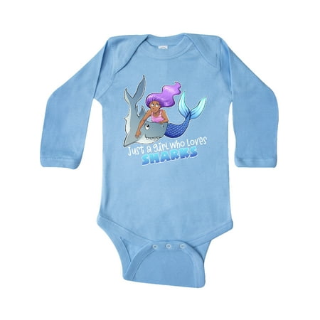 Inktastic Just a Girl Who Loves Sharks- Mermaid Gift Baby Girl Long Sleeve Bodysuit