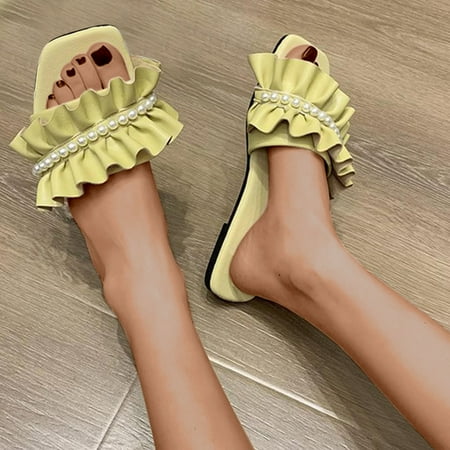 Jsaierl Flat Sandals for Women Casual Summer Pearl Slippers Wind Seaside Holiday Shoes Flat Bottom Sandals Flip Flops Size 5.5
Jsaierl Flat Sandals for Women Casual Summer Pearl Slippers Wind Seaside Holiday Shoes Flat Bottom Sandals Flip Flops Size 5.5