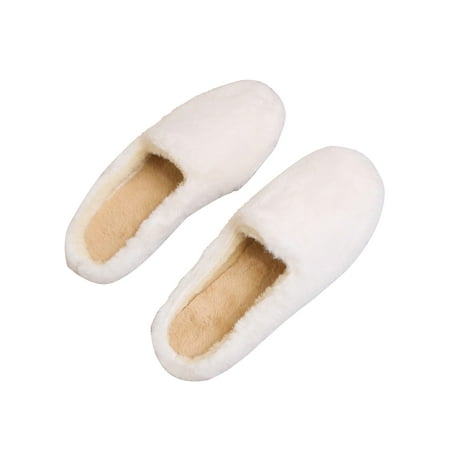 Colisha Womens Furry Flat Slippers Round Toe Fluffy Mules Sliders Shoe