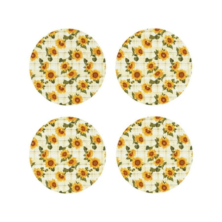 Fuzoiu Light Green Plaid Sunflower Print Leather Coasters Set Drink Coasters Set of 4 for Tabletop Protection Durable PVC Coasters Home Décor and Housewarming Gift-Round Shape
Fuzoiu Light Green Plaid Sunflower Print Leather Coasters Set Drink Coasters Set of 4 for Tabletop Protection Durable PVC Coasters Home Décor and Housewarming Gift-Round Shape