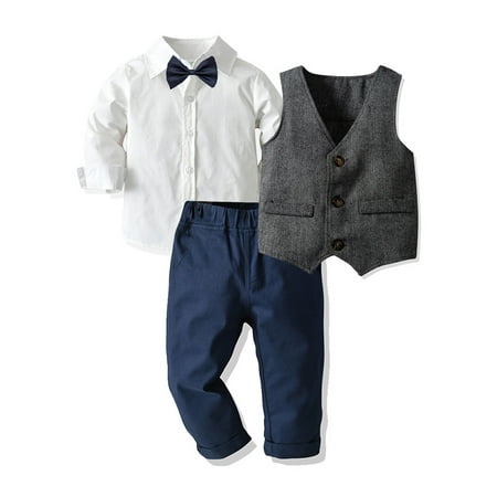 elfinBE Child Baby Boy Gentlemen Style Lapel Shirt Trousers Vest Tie Four-piece Set 12-24M 2-6T
elfinBE Child Baby Boy Gentlemen Style Lapel Shirt Trousers Vest Tie Four-piece Set 12-24M 2-6T