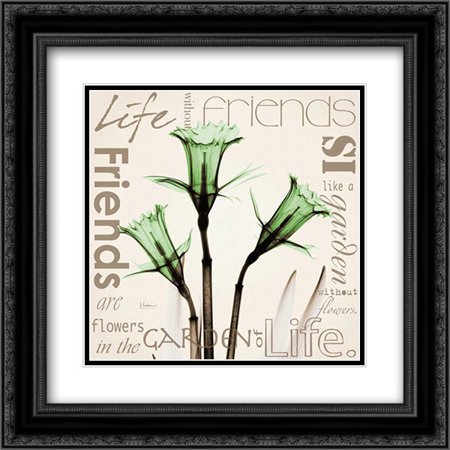 Daffodil Life 2x Matted 20x20 Black Ornate Framed Art Print by Koetsier, Albert