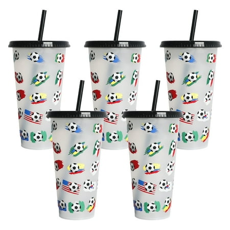 huoge Color Changing Cups | 5PCS Reusable Color Changing Cup Cold Cups with Lid and Straw | Football Pattern Iced Coffee Smoothie Cup Tumbler Sense Cold to Change Color Cups
huoge Color Changing Cups | 5PCS Reusable Color Changing Cup Cold Cups with Lid and Straw | Football Pattern Iced Coffee Smoothie Cup Tumbler Sense Cold to Change Color Cups
