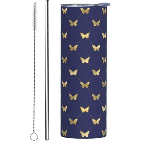 20oz Straight Straw Cup Elegant Navy Blue Gold Butterfly Pattern Stainless Steel Tumblers Vacuum Insulated Travel Mug Insulated Tumblers with Lids and Straws
20oz Straight Straw Cup Elegant Navy Blue Gold Butterfly Pattern Stainless Steel Tumblers Vacuum Insulated Travel Mug Insulated Tumblers with Lids and Straws