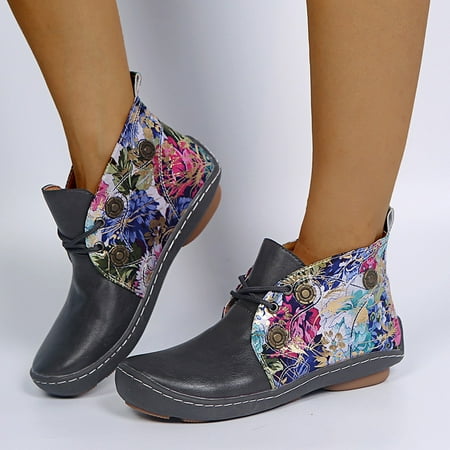 Hvyes Boots Deals Retro Women Leather Flat Lace-Up Flower Print Short Booties Round Toe Shoes Vintage Flower Ankle Boots
Hvyes Boots Deals Retro Women Leather Flat Lace-Up Flower Print Short Booties Round Toe Shoes Vintage Flower Ankle Boots