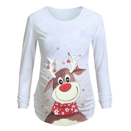 Christmas Maternity Long Sleeve Cartoon Deer Printed Ruched T-shirt Tops Pregnancy Blouse
Christmas Maternity Long Sleeve Cartoon Deer Printed Ruched T-shirt Tops Pregnancy Blouse