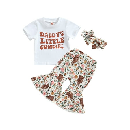 Musuos Baby Girl Letters Print Short Sleeve T-Shirt Tops Cow Print Flared Pants Set
Musuos Baby Girl Letters Print Short Sleeve T-Shirt Tops Cow Print Flared Pants Set