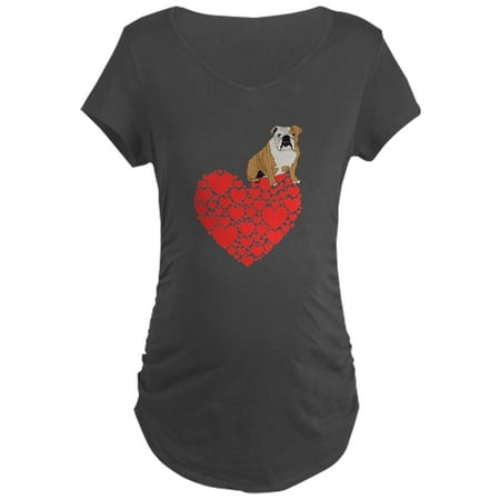 CafePress - Bulldog Heart - Maternity Dark T-Shirt