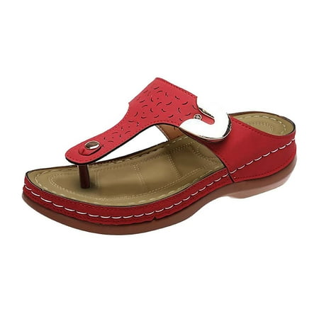 Womens Sandals Sandals for Women Metal Decoration Feature Pattern Wedge Flip Flops Platform Leather Strap Sandals With Arch Support Casual Buckle Beach Slippers for Women Women S Sandals Pu Red 38
Womens Sandals Sandals for Women Metal Decoration Feature Pattern Wedge Flip Flops Platform Leather Strap Sandals With Arch Support Casual Buckle Beach Slippers for Women Women S Sandals Pu Red 38