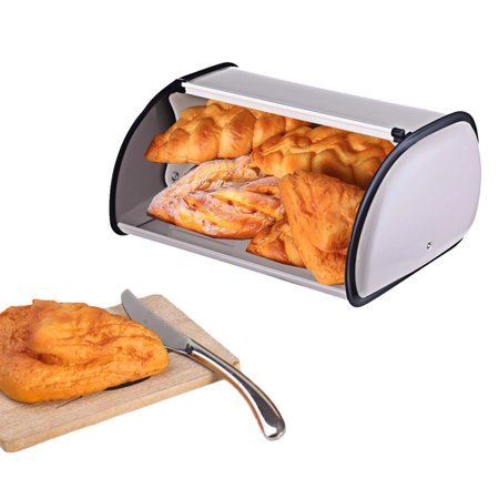 snorda Metal Bread Box With Roll Top Lid kitchen Storage Containers Home Kitchen Gifts