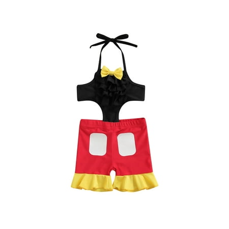 Toddler Kids Swimsuit One Piece Bow Decoration Contrast Color Halter Sleeveless Ruffle Hem Swimsuit
Toddler Kids Swimsuit One Piece Bow Decoration Contrast Color Halter Sleeveless Ruffle Hem Swimsuit