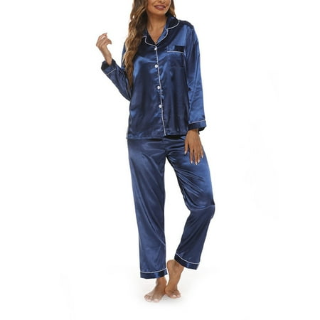 Avamo Womens Imitation Silk Satin Pajamas Set Two-piece Pj Sets V Neck Sleepwear Loungewear Button-Down Pj Long Pants Sets
Avamo Womens Imitation Silk Satin Pajamas Set Two-piece Pj Sets V Neck Sleepwear Loungewear Button-Down Pj Long Pants Sets