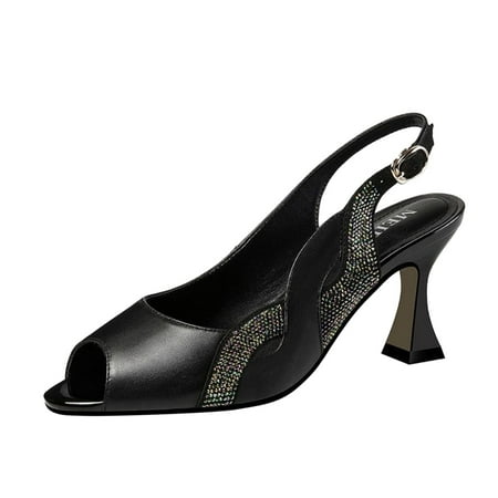 dmqupv Fashion Summer Women Sandals High Heeled Thick Heeled Fish Mouth Rhinestone Lace up Sandals for Women Flat Female flats-sandals Black 6.5
dmqupv Fashion Summer Women Sandals High Heeled Thick Heeled Fish Mouth Rhinestone Lace up Sandals for Women Flat Female flats-sandals Black 6.5