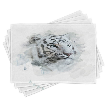 Animal Placemats Set of 4 Artistic Portrait of a White Tiger Wild Nature Predator Watercolor Splashes Washable Fabric Place Mats for Dining Room Kitchen Table Decor Black Grey White by Ambesonne
Animal Placemats Set of 4 Artistic Portrait of a White Tiger Wild Nature Predator Watercolor Splashes Washable Fabric Place Mats for Dining Room Kitchen Table Decor Black Grey White by Ambesonne