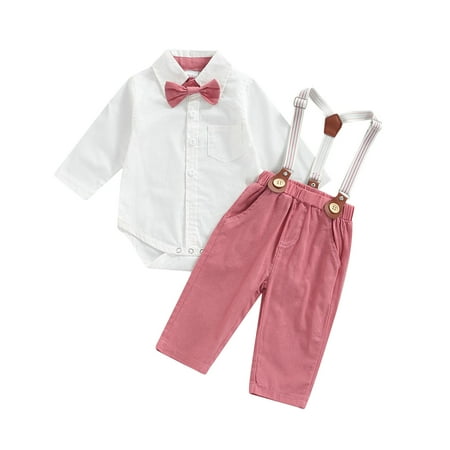 Musuos Baby Boy Shirt Romper + Pants + Bow Tie + Adjustable Straps Elastic Waist Gentleman Style Spring Clothing
Musuos Baby Boy Shirt Romper + Pants + Bow Tie + Adjustable Straps Elastic Waist Gentleman Style Spring Clothing