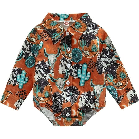 PIKADINGNIS Newborn Baby Boy Shirt Romper Cow Print Long Sleeve Lapel Button Down Bodysuit Oversized Top Western Cowboy Clothes
PIKADINGNIS Newborn Baby Boy Shirt Romper Cow Print Long Sleeve Lapel Button Down Bodysuit Oversized Top Western Cowboy Clothes
