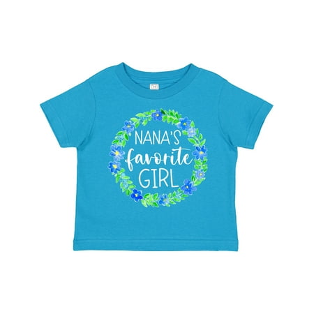 Inktastic Nana s Favorite Girl Blue Flower Wreath Gift Toddler Toddler Girl T-Shirt