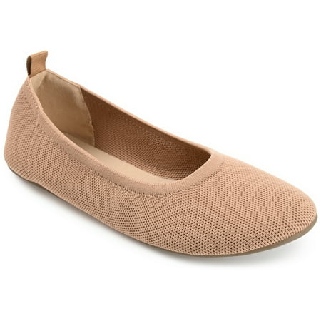Journee Collection Womens Jersie Knit Foldable Round Toe Slip On Flats