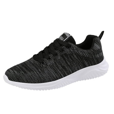 TOYFUNNY Mens Flyknit Mesh Lace-Up Breathable Soft Sole Running Sneakers