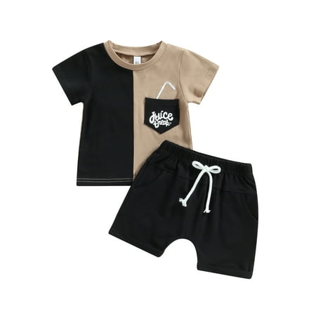 Diconna Kids Baby Boys Summer Outfits Contrasting Color Short Sleeve T-shirt with Juice Pockets and Elastic Shorts Set Black 3-4 Years
Diconna Kids Baby Boys Summer Outfits Contrasting Color Short Sleeve T-shirt with Juice Pockets and Elastic Shorts Set Black 3-4 Years
